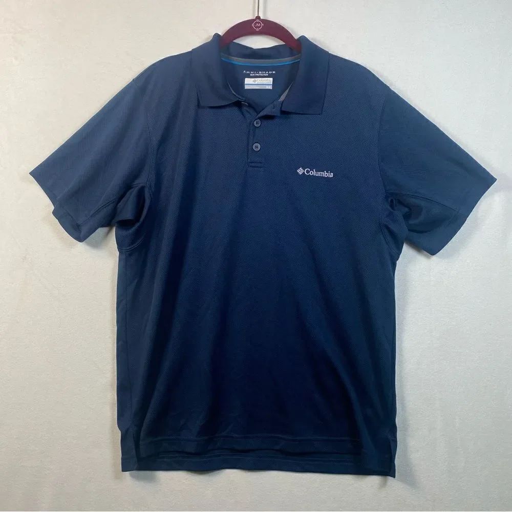 Columbia Blue Omni Shade Polo Shirt Size Large